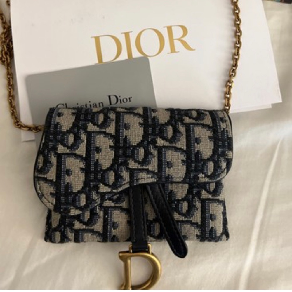 SADDLE NANO POUCH Blue Dior Oblique Jacquard Reference: S5654CTZQ_M928